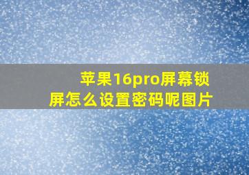 苹果16pro屏幕锁屏怎么设置密码呢图片