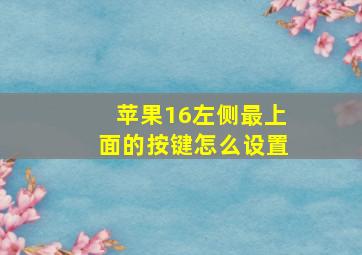 苹果16左侧最上面的按键怎么设置