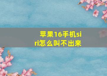 苹果16手机siri怎么叫不出来