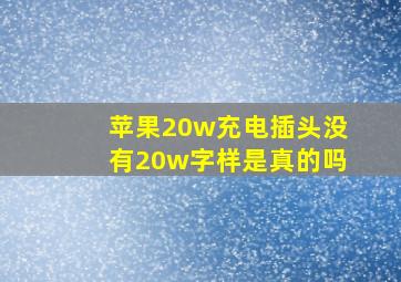 苹果20w充电插头没有20w字样是真的吗