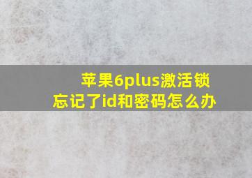 苹果6plus激活锁忘记了id和密码怎么办