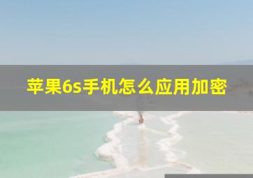 苹果6s手机怎么应用加密