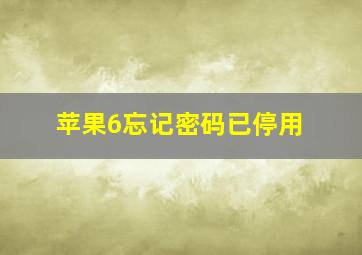 苹果6忘记密码已停用