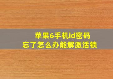 苹果6手机id密码忘了怎么办能解激活锁