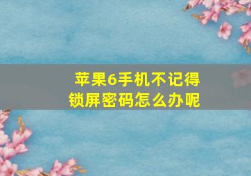 苹果6手机不记得锁屏密码怎么办呢