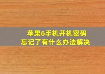 苹果6手机开机密码忘记了有什么办法解决