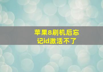 苹果8刷机后忘记id激活不了