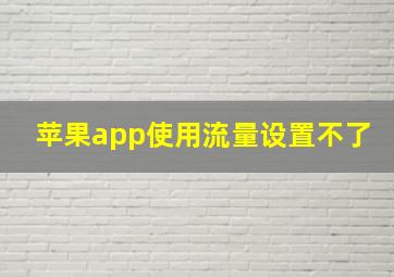 苹果app使用流量设置不了