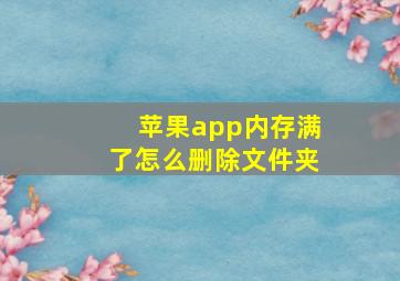 苹果app内存满了怎么删除文件夹