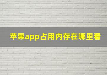 苹果app占用内存在哪里看