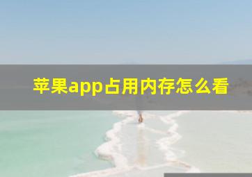 苹果app占用内存怎么看