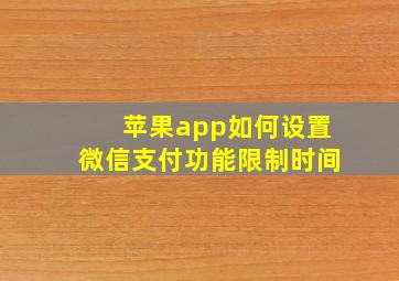 苹果app如何设置微信支付功能限制时间