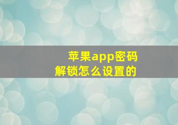 苹果app密码解锁怎么设置的