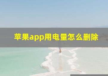 苹果app用电量怎么删除