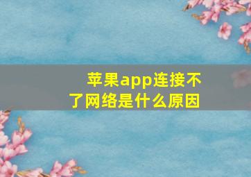 苹果app连接不了网络是什么原因