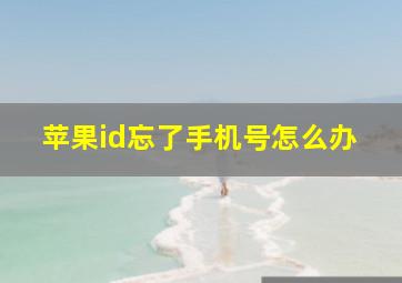 苹果id忘了手机号怎么办