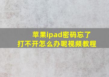 苹果ipad密码忘了打不开怎么办呢视频教程