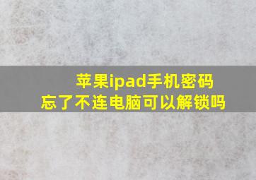 苹果ipad手机密码忘了不连电脑可以解锁吗