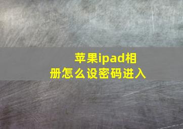 苹果ipad相册怎么设密码进入