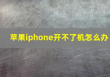 苹果iphone开不了机怎么办