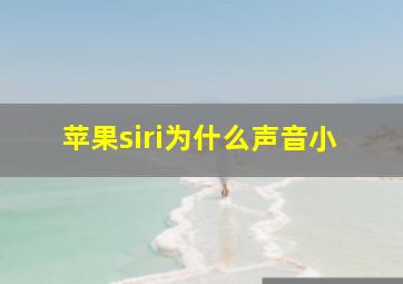 苹果siri为什么声音小