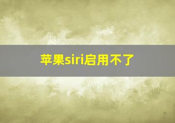 苹果siri启用不了