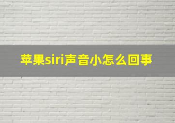 苹果siri声音小怎么回事