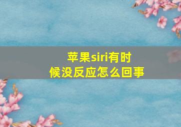 苹果siri有时候没反应怎么回事