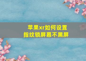 苹果xr如何设置指纹锁屏幕不黑屏