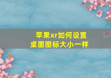 苹果xr如何设置桌面图标大小一样