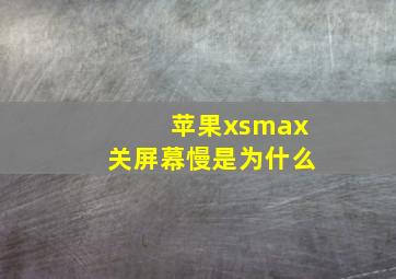 苹果xsmax关屏幕慢是为什么