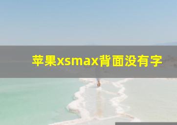 苹果xsmax背面没有字