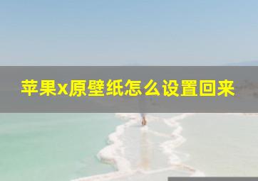 苹果x原壁纸怎么设置回来