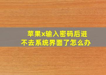 苹果x输入密码后进不去系统界面了怎么办