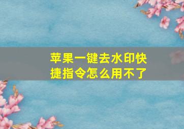 苹果一键去水印快捷指令怎么用不了