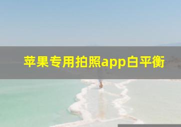 苹果专用拍照app白平衡