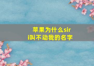 苹果为什么siri叫不动我的名字