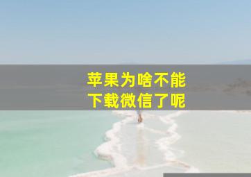 苹果为啥不能下载微信了呢