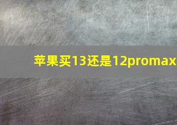 苹果买13还是12promax