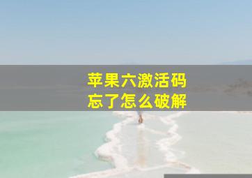 苹果六激活码忘了怎么破解