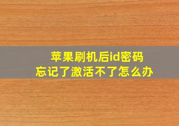 苹果刷机后id密码忘记了激活不了怎么办