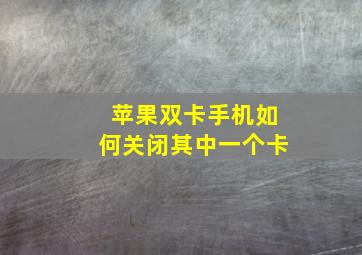 苹果双卡手机如何关闭其中一个卡