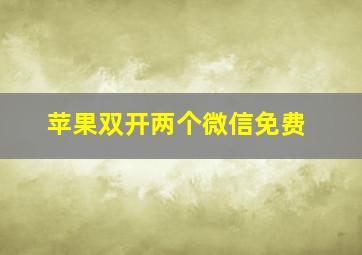 苹果双开两个微信免费