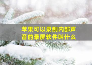 苹果可以录制内部声音的录屏软件叫什么