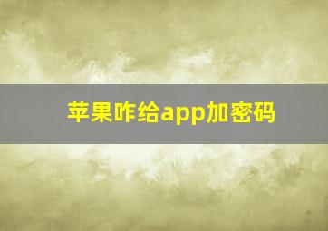 苹果咋给app加密码