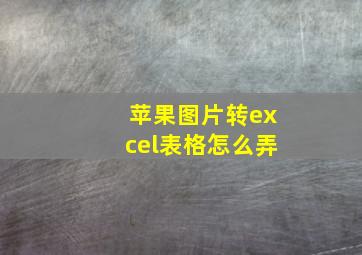 苹果图片转excel表格怎么弄