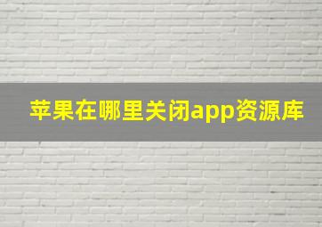 苹果在哪里关闭app资源库