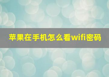 苹果在手机怎么看wifi密码