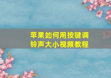 苹果如何用按键调铃声大小视频教程