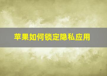 苹果如何锁定隐私应用